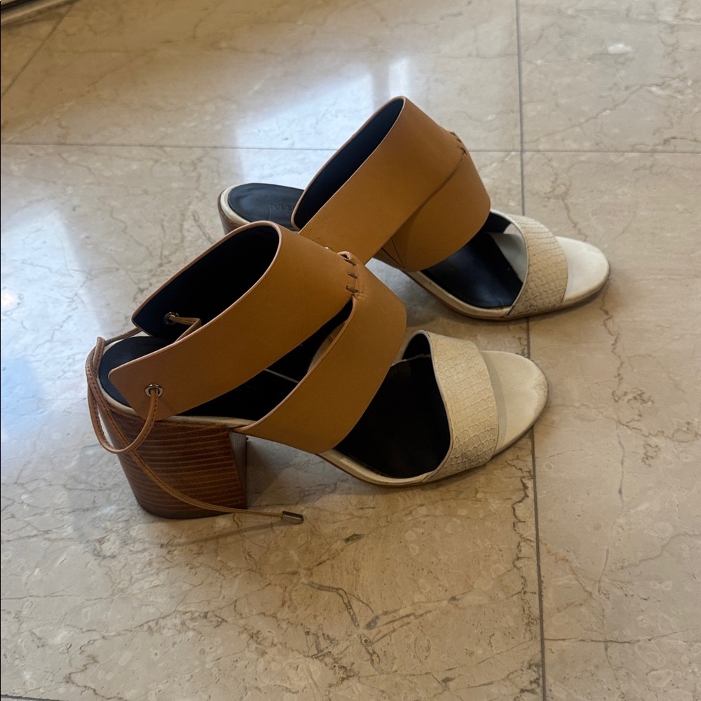 Rebecca Minkoff Two-Tone Tan and Cream Ankle-Strap Christy Sandals- 8.5 - Picture 2 of 8